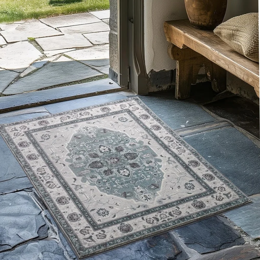 Evergrace NWT 2'x3' Medallion Non-Slip Rug In Steel Gray Rectangle Mat